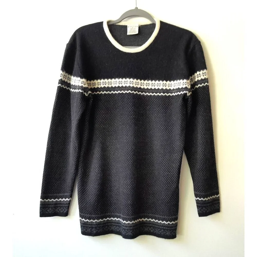 Vtg Womens Small Fair Isle Nordic Snowflake Holiday Wool Angora Soft  Sweater